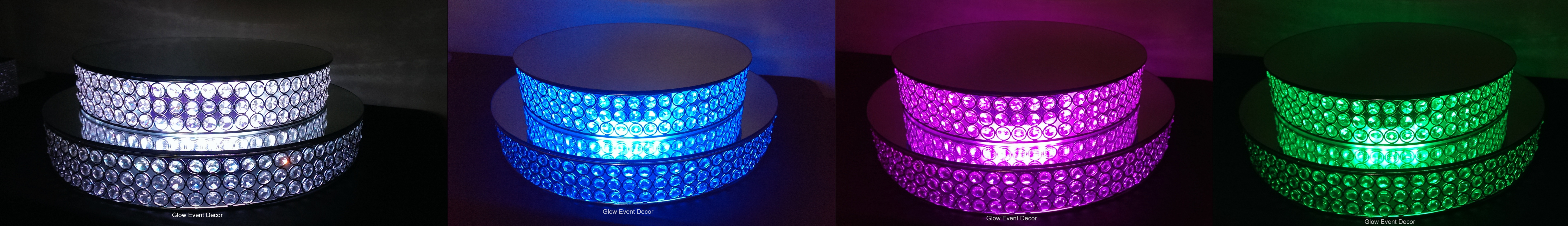 two tier LED crystal cake stand with LED light up base, for hire glow event decor adelaide
