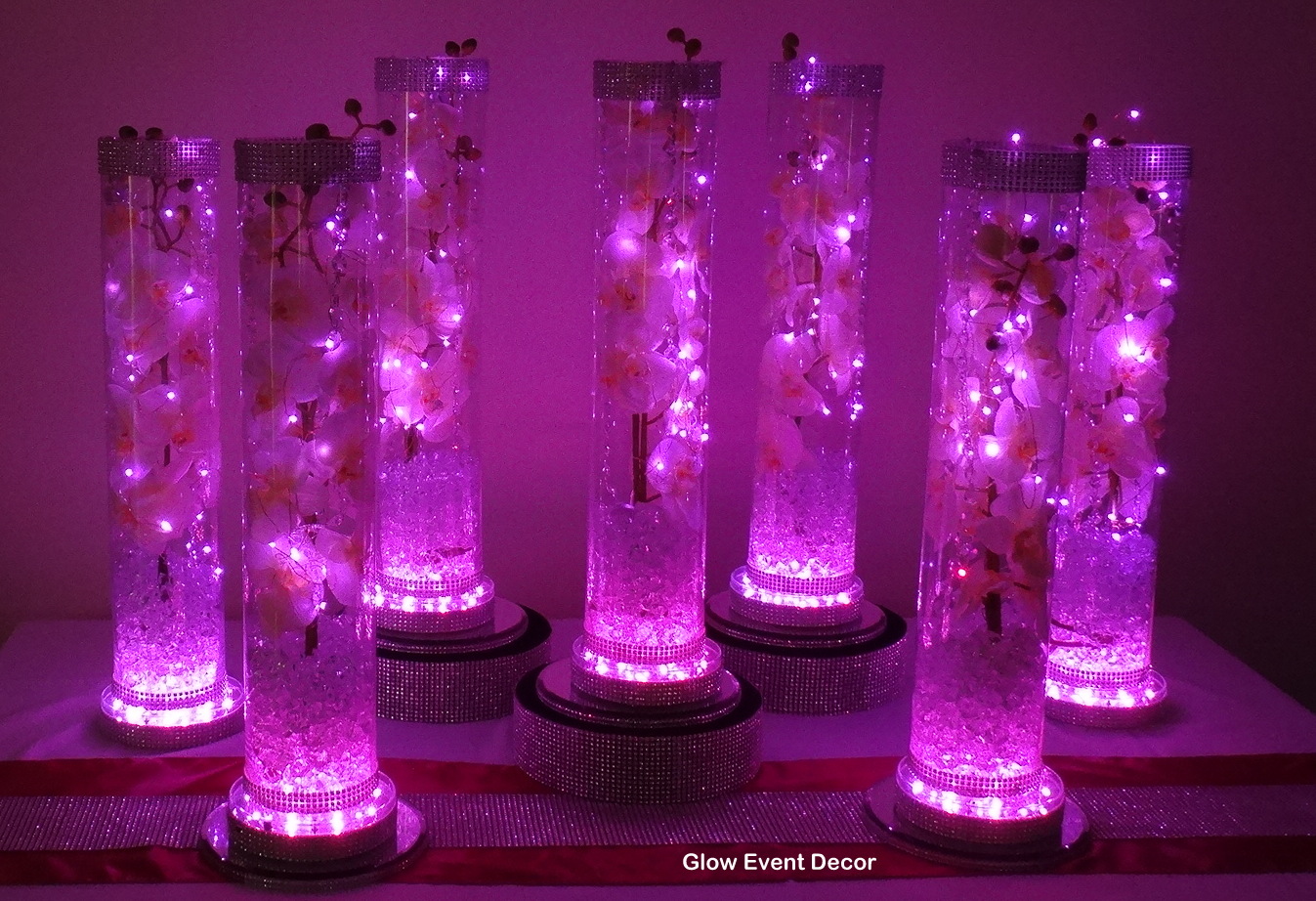 LED Orchid Cylinder Vase | Glow Event Decor